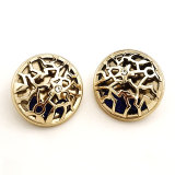 23MM Blue white stone hollow woven round Metal 18MM snap button charms