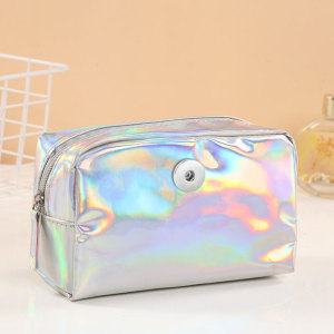 Laser travel toiletries and cosmetics bag  18mm Snaps button jewelry wholesale