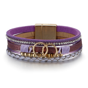 Simple leather bracelet Multi layer hand woven bracelet