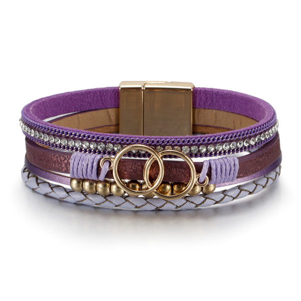Simple leather bracelet Multi layer hand woven bracelet