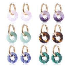 Stainless steel natural stone earrings