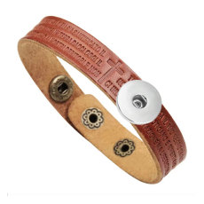 Cowhide religious belief bracelet 20mm Snaps button jewelry wholesale
