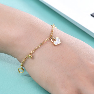 Stainless steel heart hollow shell bracelet