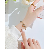 Double layer stainless steel ball zircon bracelet