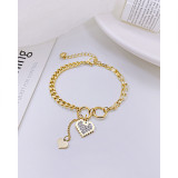 Double layer splicing chain bracelet ring heart zircon stainless steel bracelet
