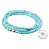 Braided fried dough twist Leather Rope Bracelet Handrope for 18MM Snaps Jewelry