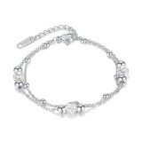 Double layer stainless steel ball zircon bracelet