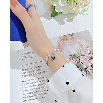 Chain splicing pearl stainless steel heart lock bracelet