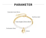 Chain splicing pearl stainless steel heart lock bracelet