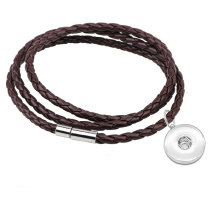 Braided fried dough twist Leather Rope Bracelet Handrope for 18MM Snaps Jewelry