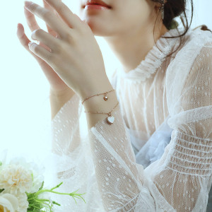 Stainless steel love shell double-layer stainless steel bracelet
