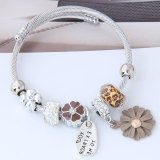 Adjustable Stainless Steel Bracelet Daisy Pendant Bracelet