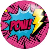 20MM POW BOOM WOW words Print glass snaps buttons  DIY jewelry