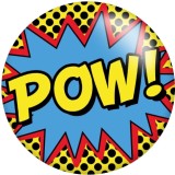20MM POW BOOM WOW words Print glass snaps buttons  DIY jewelry