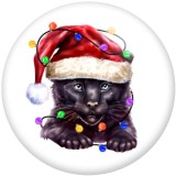 20MM Christmas Cat Dog Print glass snaps buttons  DIY jewelry