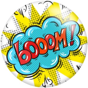 20MM POW BOOM WOW words Print glass snaps buttons  DIY jewelry
