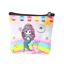 Cartoon Unicorn Mermaid Zipper Coin Bag fit 18mm Snaps button jewelry