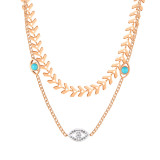 Stainless Steel Leaf Necklace Devil's Eye Collar Chain