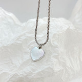 Stainless Steel Valentine's Day Love White Fritillaria Necklace