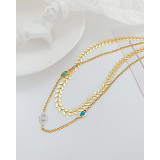Stainless Steel Leaf Necklace Devil's Eye Collar Chain