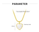 Stainless Steel Valentine's Day Love White Fritillaria Necklace
