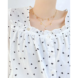 Stainless steel double layer star set zircon necklace