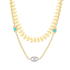 Stainless Steel Leaf Necklace Devil's Eye Collar Chain