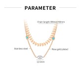 Stainless Steel Leaf Necklace Devil's Eye Collar Chain