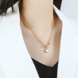 Stainless steel Valentine's Day love disc clavicle chain