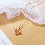 Stainless steel Valentine's Day heart-shaped angel wing zircon pendant with rose gold plated chain