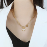Stainless steel Valentine's Day love disc clavicle chain