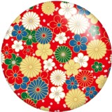 20MM Flower  pattern  Print glass snaps buttons  DIY jewelry