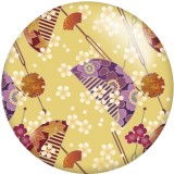 20MM Flower  pattern  Print glass snaps buttons  DIY jewelry