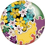 20MM Flower  pattern  Print glass snaps buttons  DIY jewelry