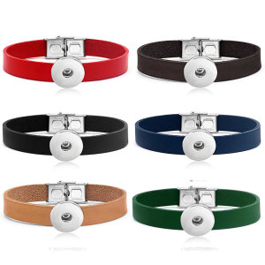 Genuine Leather bracelets fit 20mm Snaps button jewelry wholesale