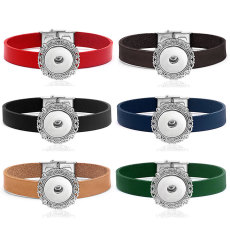 Genuine Leather bracelets fit 20mm Snaps button jewelry wholesale