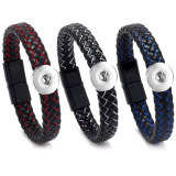 20MM Snaps button jewelry wholesale Simple woven magnet buckle  Leather Bracelets