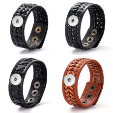 20MM Snaps button jewelry wholesale Woven antique leather bracelet