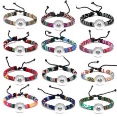 20MM Snaps button jewelry wholesale Ethnic Disturbance Simi Yafeng Colorful Wax Rope Bracelet