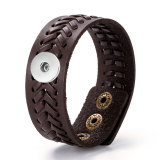 20MM Snaps button jewelry wholesale Woven antique leather bracelet