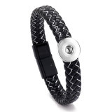20MM Snaps button jewelry wholesale Simple woven magnet buckle  Leather Bracelets