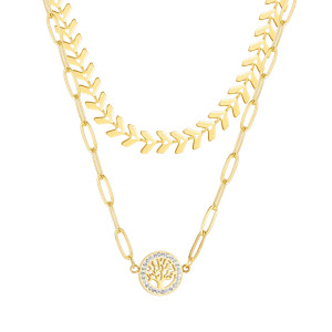 Stainless steel multi-layer life tree necklace