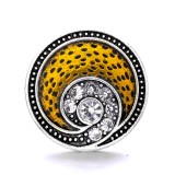 20MM yellow design Rhinestone enamel Metal snap button charms