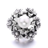 20MM white red design Rhinestone enamel Metal snap button charms