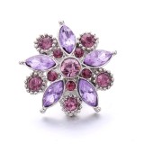 20MM purple design Rhinestone enamel Metal snap button charms