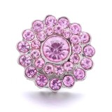 20MM pink design Rhinestone enamel Metal snap button charms