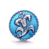 20MM blue design Rhinestone enamel Metal snap button charms
