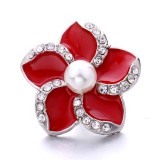 20MM white red design Rhinestone enamel Metal snap button charms