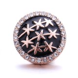 20MM black design Rhinestone enamel Metal snap button charms