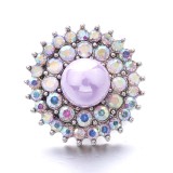 20MM purple design Rhinestone enamel Metal snap button charms